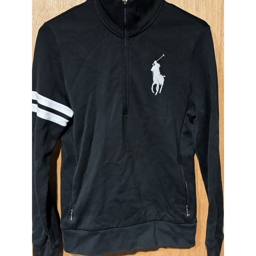 Polo Ralph Lauren Women's Black 1/4 Zip Large Pony Size Medium - Picture 1 of 5
